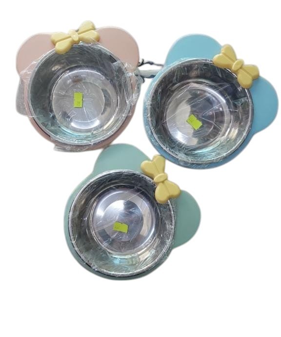 Comederos individuales para mascotas con diseño de moño